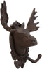 Ebros Cast Iron Western Rustic Bull Moose Head Wall Double Hooks Plaque 9.25"H