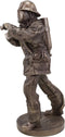 Heroic Fireman Fire Fighter In Full Turnout Gear Attire Carrying Hose Statue