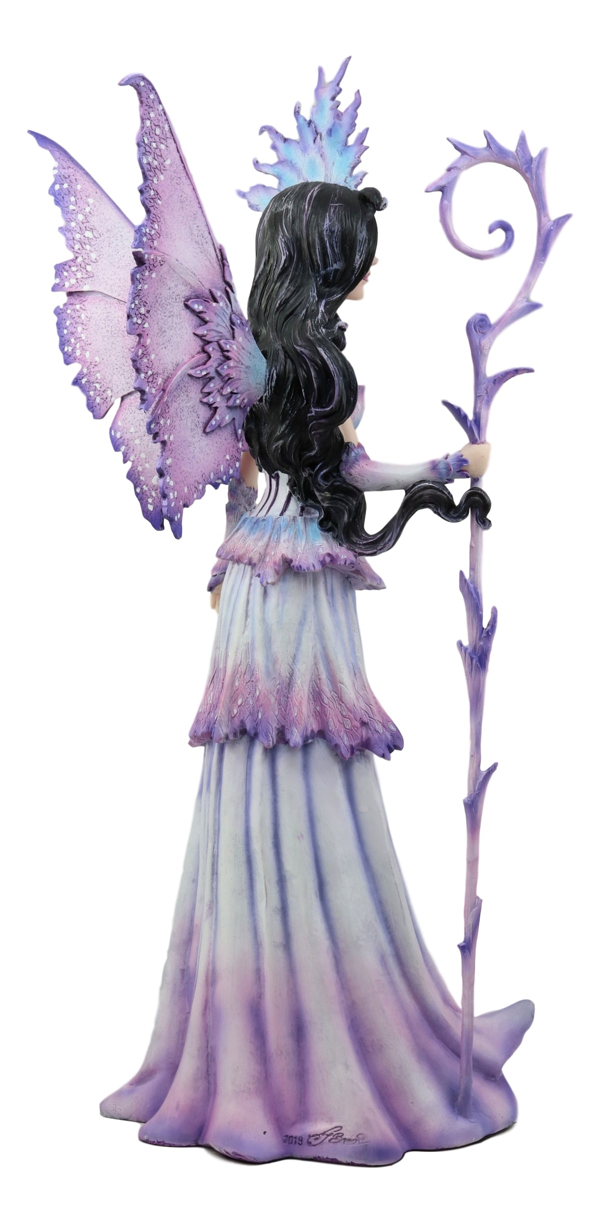 Ebros Large Amy Brown Spring Season Purple Lavender Fairy Holding Curling Magical Staff Statue 17.75" Tall Fantasy Mythical Faery Garden Magic Collectible Figurine Fairies Pixies Nymphs Decor