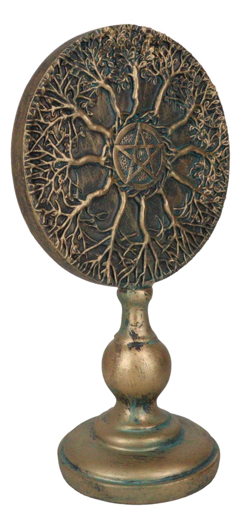 Wicca Spring Summer Fall Winter Trees Wheel of Life With Pentagram Figurine