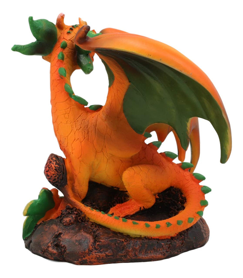 Ebros Medieval Fantasy Green Thumb Juicy Peach Dragon Statue Fairy Garden Collectible