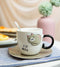 Pack Of 2 Brown And Calico Maneki Neko Cat Mugs 8oz With Saucer & Notched Spoon