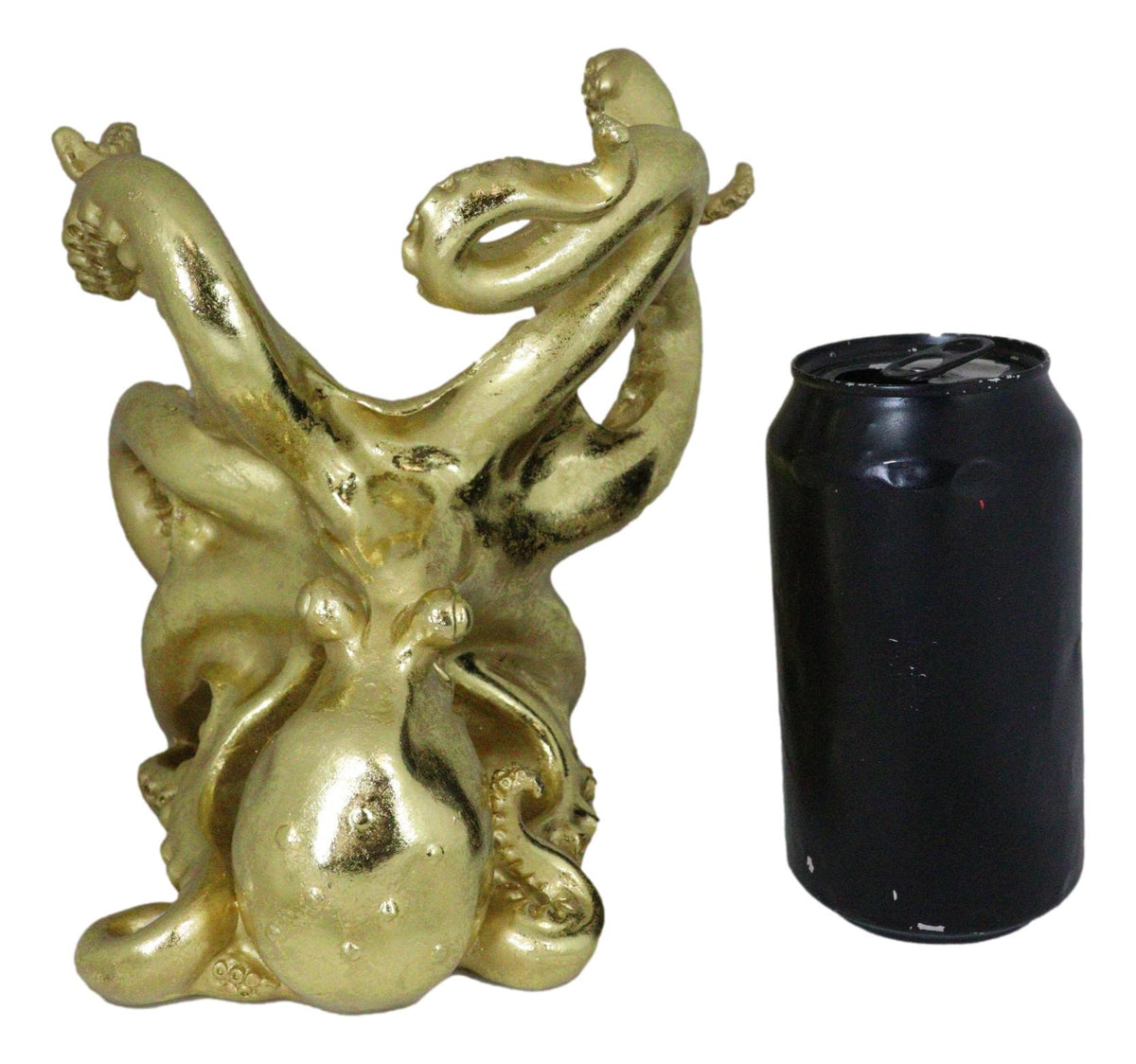 Nautical Gold Giant Sea Octopus Wine Holder Cephalopod Kraken Bottle Caddy Decor - Ebros Gift