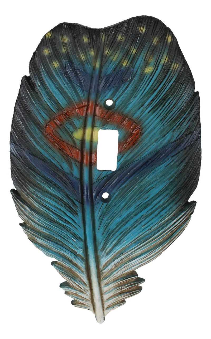 Pack of 2 Southwestern Indian Dreamcatcher Feathers Single Toggle Switch Plates