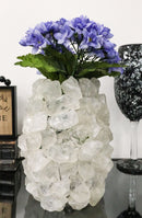 Pillar Quartz Crystal Mineral Stone Rocks Floral Vase Modern Accent Sculpture