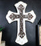 Rustic Southwestern Tuscany French Lily Fleur De Lis Antiqued White Wall Cross