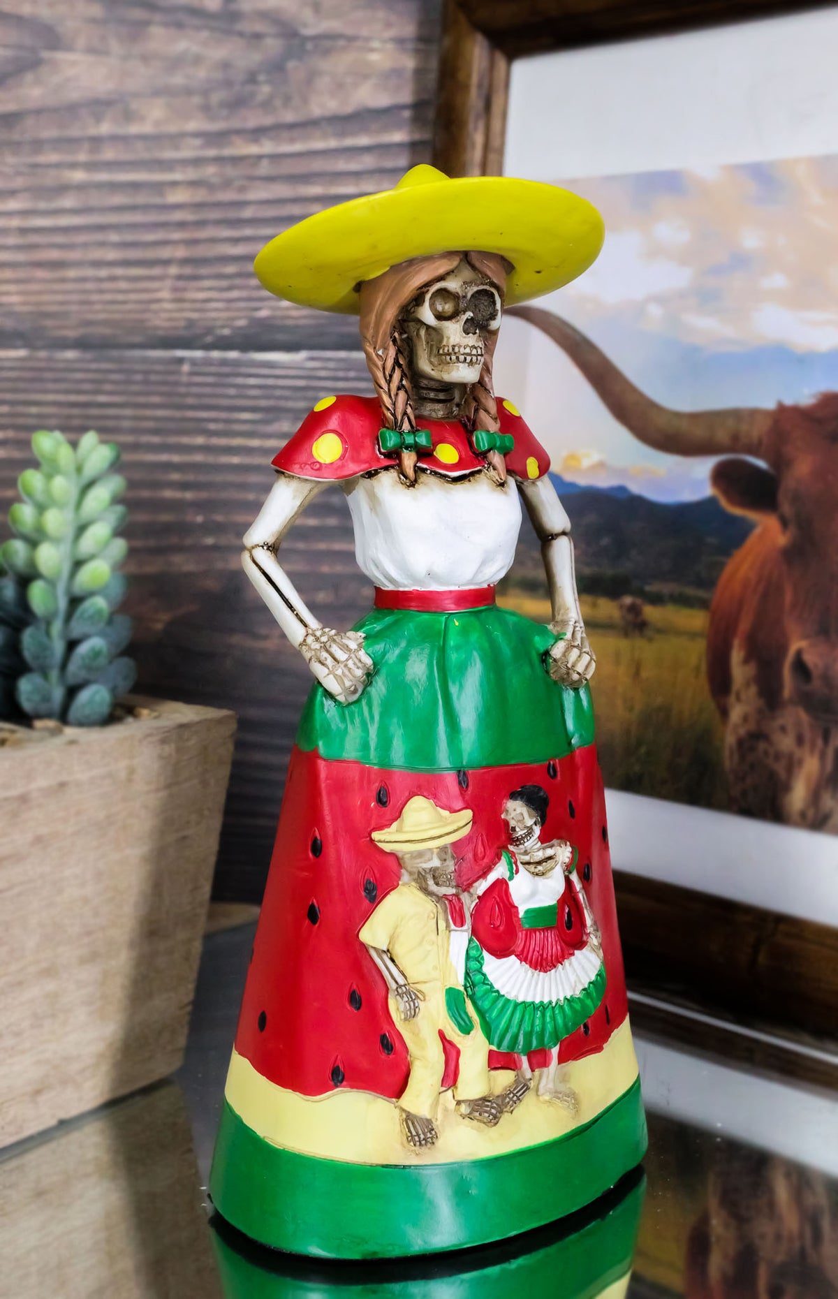 Day of The Dead Sandia Senorita Watermelon Garment Lady Skeleton Dancer Figurine