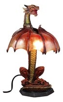 Altar Drake Red Ember Dragon Building Fire With Its Wings Side Table Lamp Statue