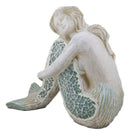 Ebros Nautical Goddess Mermaid Maiden Resting Decorative Crushed Glass Art Figurine 7.75"H