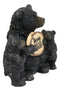 Whimsical Black Bears Mother With Cubs Holding Mama Bear Knows Best Sign Statue