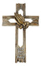 Rustic Western Faux Wooden God Bless Our Family Praying Hands Rugged Wall Cross