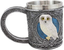 Ebros Dazed Snow White Owl With Celtic Tribal Tattoo Drinking Mug Cup 6"W