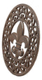 Ebros Rustic Vintage Design Round Fleur De Lis Medallion Cast Iron Trivet 10"Diameter