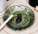 Wiccan Black Cat with Pentagram Triple Moon Celtic Knotwork Cigarette Ashtray
