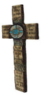 Rustic Western Christian Bible Verses Scriptures Turquoise Stones Wall Cross