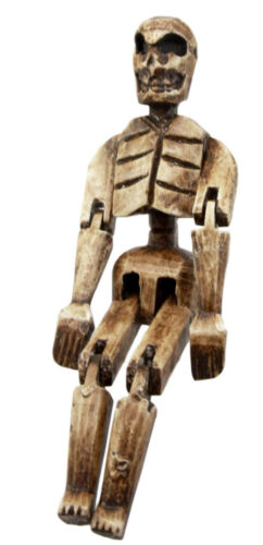 Balinese Wood Handicraft Day Of The Dead Wayang SKeleton Puppet Toy Figurine