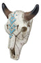 9"L Western Steer Bull Cow Horned Skull Turquoise Beads Arrow Inlay Wall Decor