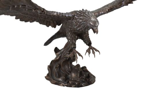 Ebros Faux Bronze Large Swooping Eagle with Talons Out Catching Prey Statue 19" Wide Bald Eagle Decor Figurine Patriotic Wildlife Nature Sculpture - Ebros Gift
