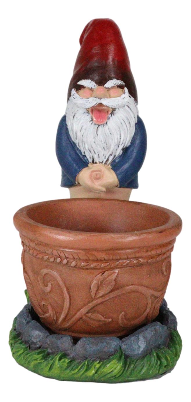 Whimsical Garden Naughty Gnome Pants Butt Down Peeing Planter Vase Pot Statue