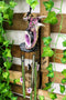 Medieval Purple Dragon Guarding Topaz Crystal Geode Rock Figurine Wind Chime