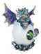 Aqua Blue Iridescent Jeweled Baby Wyrmling Dragon In Crystal Gem Egg Figurine