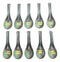 Ebros Pack Of 10 Artistic Green And Black Gradient Ceramic Zen Ladle Hook Soup Spoons