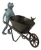 Ebros Gift 24" Wide Aluminum Rustic Whimsical Gardening Green Frog with Birds Pushing Wheelbarrow Cart Flowers Or Plants Planter Garden Statue Decorative Frogs and Toads Accent Decor