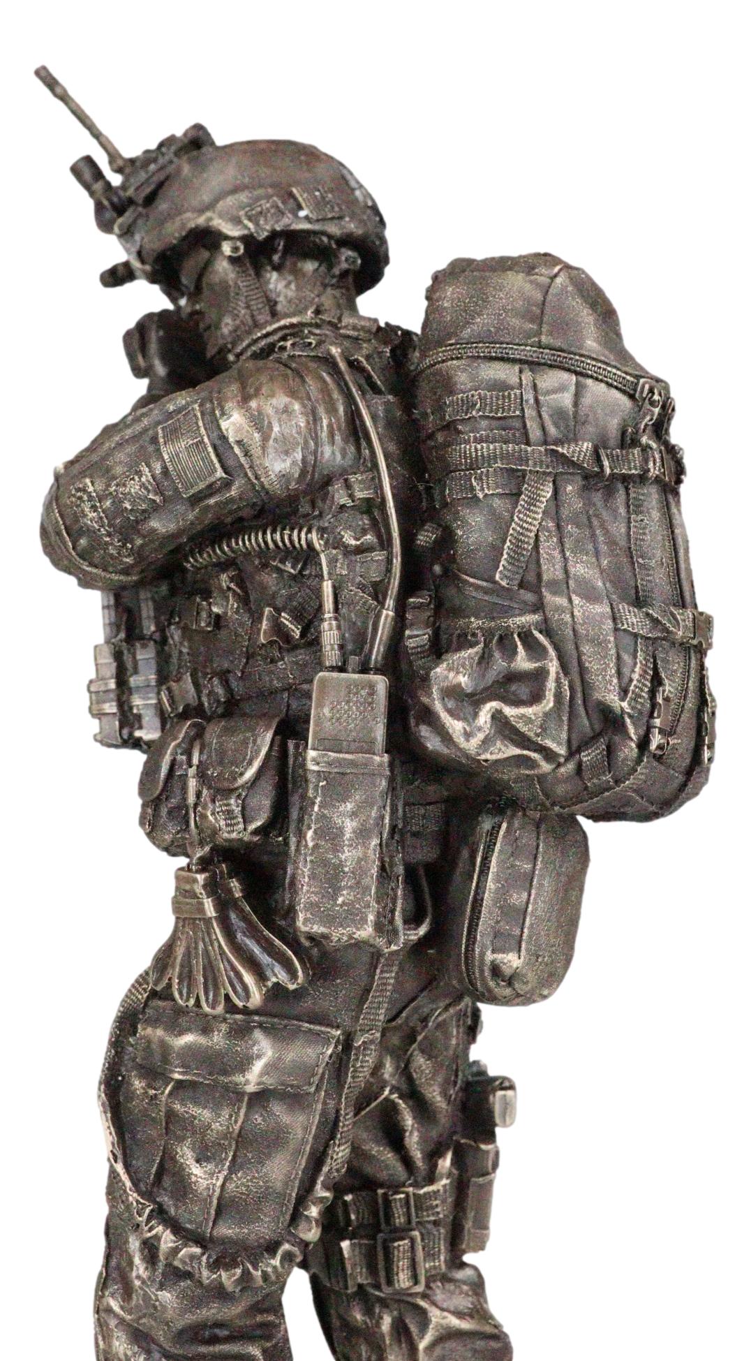 Large Modern Warfare Infantry Statue 14"H Military Rifle Unit Soldier Figurine