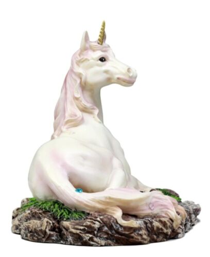 Ebros Enchanted Forest Resting Golden Horn Unicorn Figurine Sacred Unicorn Glade 7.5"L