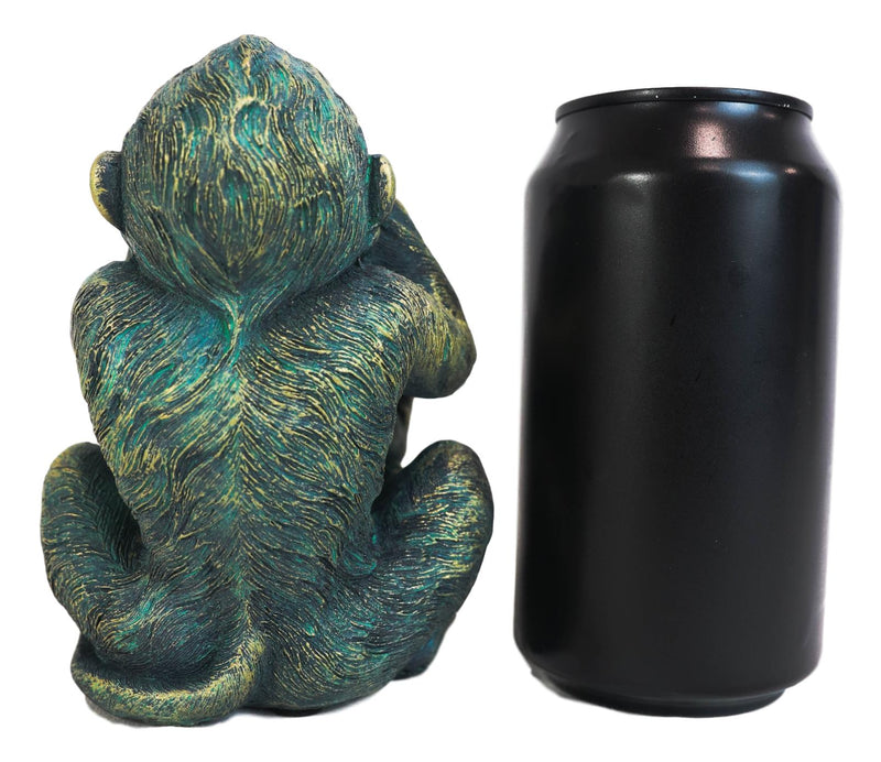 Whimsical Faded Bronze Color See Hear Speak No Evil Rainforest Monkeys Figurine