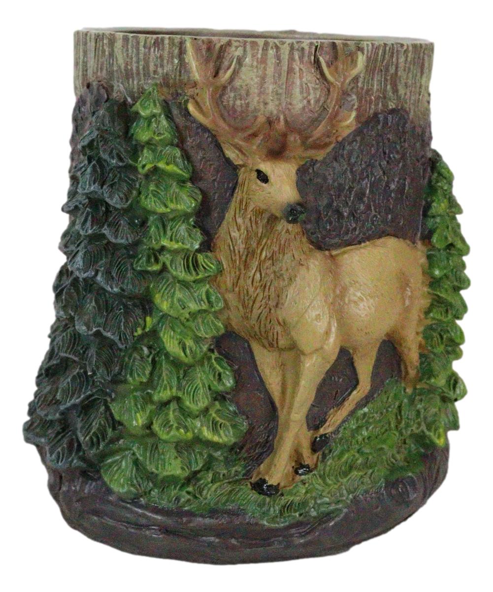 Rustic Western Buck Stag Deer By Green Forest Trees Stationery Pen Brush Holder
