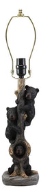 Forest Musketeers 3 Whimsical Black Bear Cubs Climbing Tree Table Lamp Statue