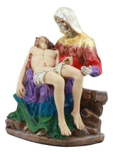 Ebros Santa Muerte Piadosa In Rainbow Robe Statue La Pieta Of The Most Holy Death