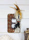 Set of 2 Western Indian Dreamcatcher Straws Feathers Double Outlet Cover Plates