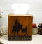 Rustic Western Cowboy With Horse And Foal Faux Wood Tissue Box Cover Home Decor