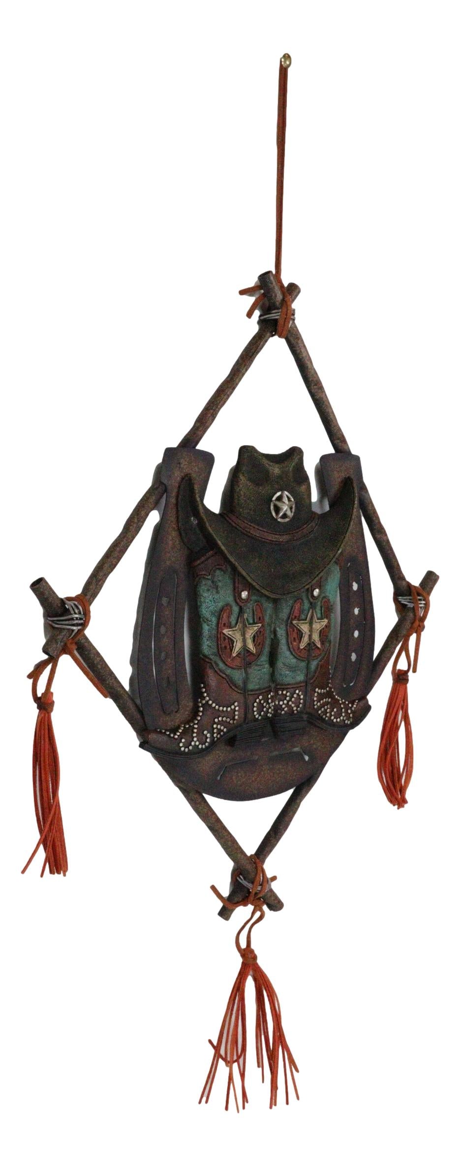 14" Rustic Southwestern Dreamcatcher Lucky Horseshoe Cowboy Hat Boots Wall Decor