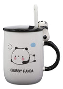 Chubby Baby Giant Panda Bear Ceramic Coffee Tea Mug Drink Cup With Spoon And Lid