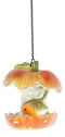 Ebros Red Apple Fruit With Perching Finch Bird Feeder With Hanging Chains Figurine