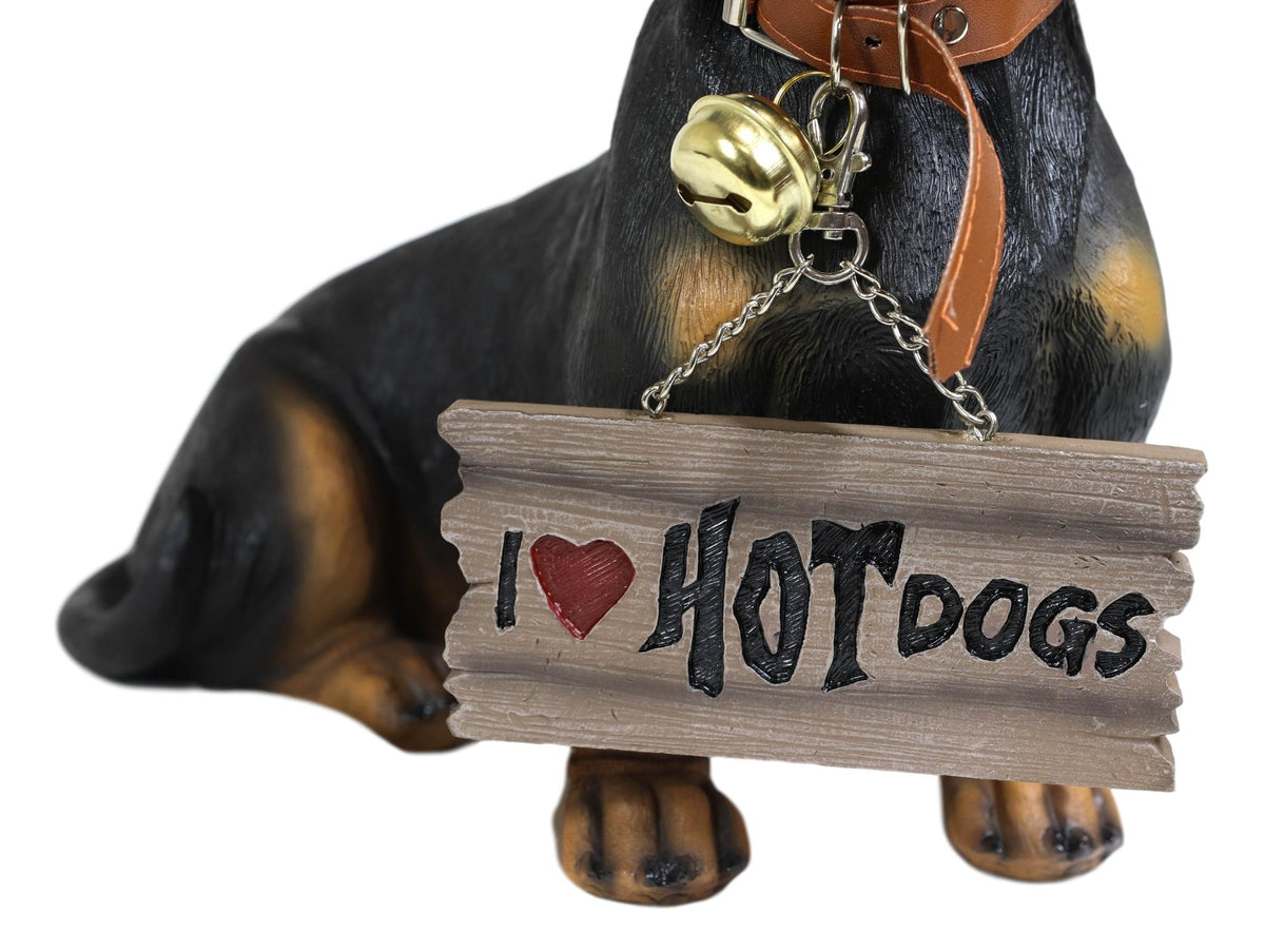 Ebros Adorable Black & Tan Dachshund Dog Welcome Statue 10.5"Tall Sausage Wiener Dog Figurine Guest Greeter Home Decor - Ebros Gift
