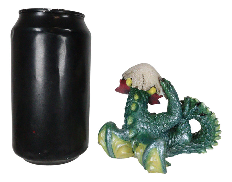 Adorable Green Earth Dragon Hatchling Baby Egg Shell Figurine 2.75"H Collectible