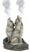 Ebros Howling Twin Gray Wolves Incense Burner Figurine 5.5 Inch Tall As Home Fragrance Decor Figurine