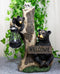 Ebros Forest Black Bear Mama And Cub With Raccoon Welcome Sign Solar LED Light Statue