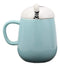 Ebros Lovely Cat Paw Prints With Tuxedo Cat Lid Blue Ceramic Coffee Tea Mug Drink Cup With Striped Cat Tail Spoon 15oz Animal Pets Cats Kittens