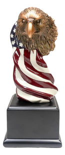 Patriotic Bald Eagle On USA Star Spangled Banner Flag Bust Electroplated Statue