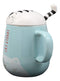 Ebros Lovely Cat Paw Prints With Tuxedo Cat Lid Blue Ceramic Coffee Tea Mug Drink Cup With Striped Cat Tail Spoon 15oz Animal Pets Cats Kittens