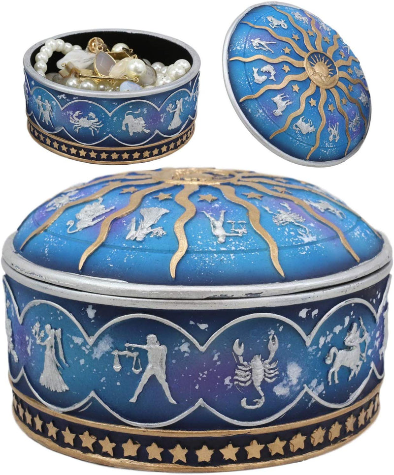 Ebros Greek Zodiac Constellations with Sun and Moon Lid Decorative Trinket Box