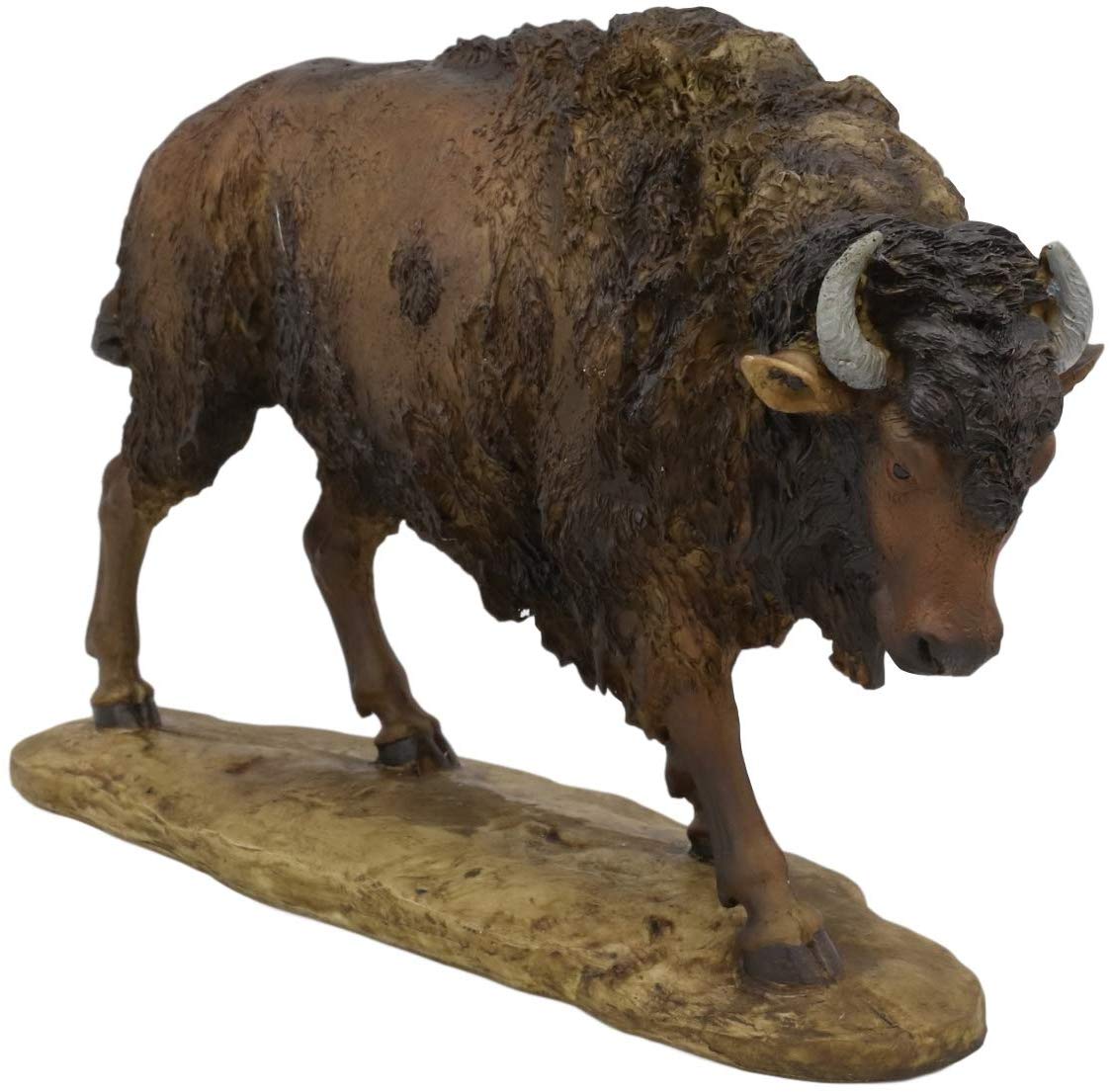 Ebros American Bison Buffalo Standing On The Plains Decorative Figurine 9" Long