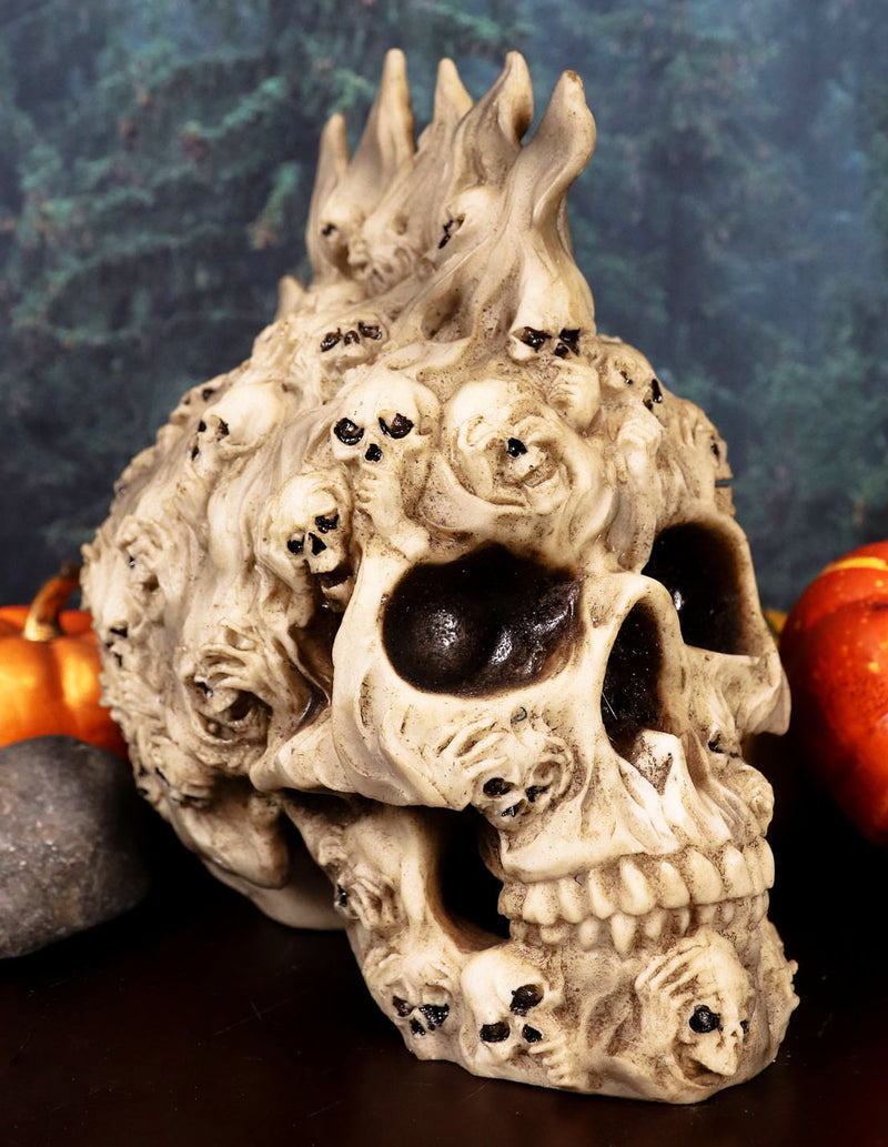 Ebros Large 8" Tall Ossuary Lost Souls Spirit Skull With Fire Mohawk Figurine