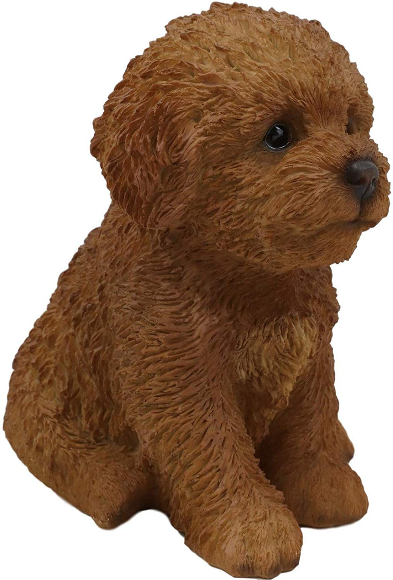 Ebros Sitting Lifelike Realistic Brown Bichon Frise Puppy Dog Statue 6.75" High