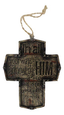 Rustic Western Christian Bible Verses Crosses Set of 4 Christmas Tree Ornaments